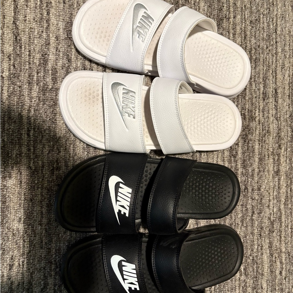 Nike Kids Slide Sandals - White and Black